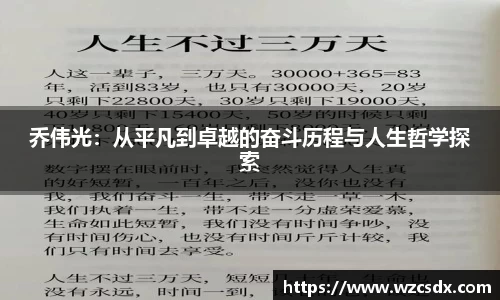 乔伟光：从平凡到卓越的奋斗历程与人生哲学探索
